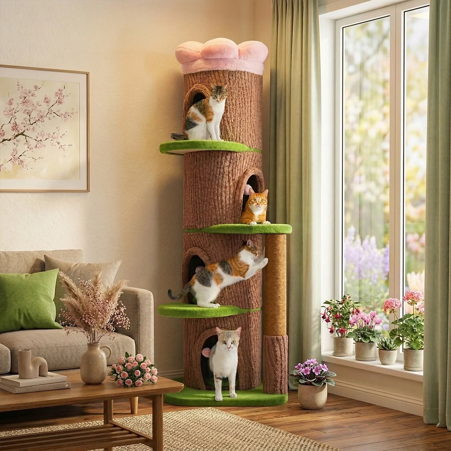 PAWZ Road Large Cat Tree With 4 Condos And Scratching Post