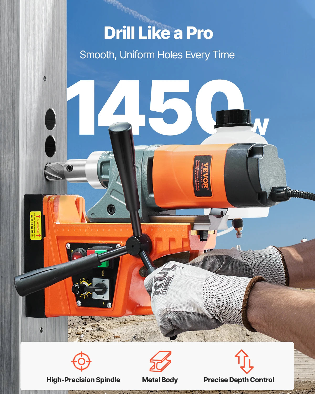 SucceBuy Magnetic Drill 1450W Portable Drill Press With Variable Speed