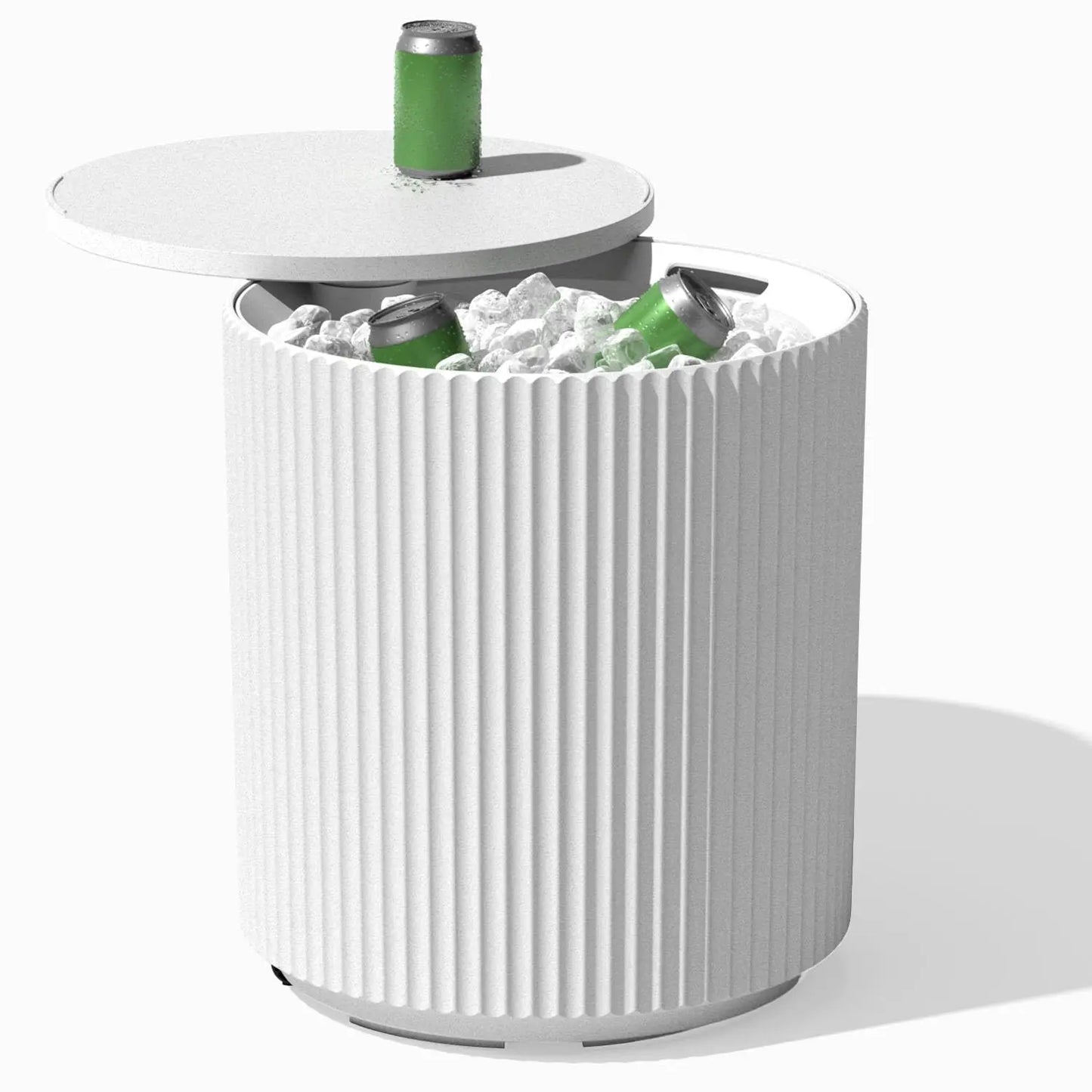Outdoor Cooler Side Table Stone Plastic Composite Weather Resistant