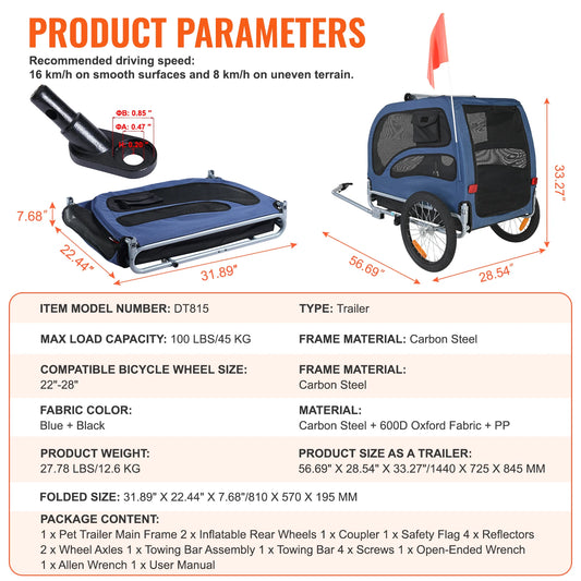SucceBuy Pet Bike Trailer For Dogs