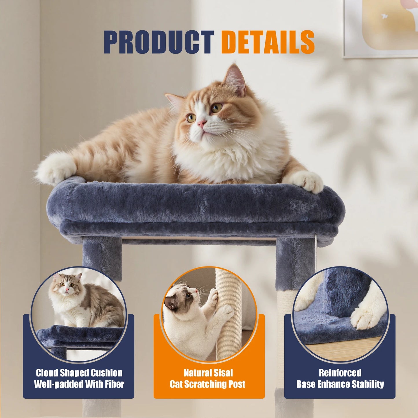 JHK Cat Tree Tall Multi-Cat Climbing Tower for Indoor Cats