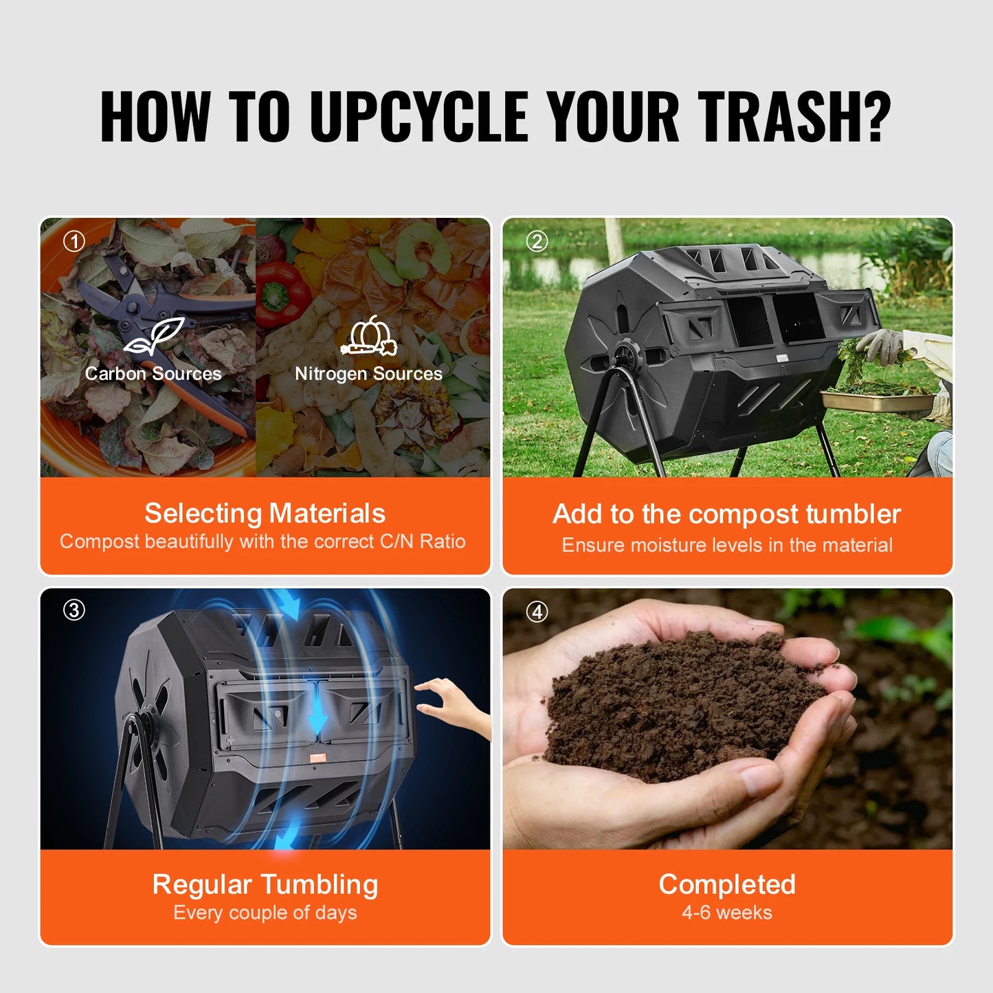 SucceBuy Tumbling Composter for Garden and Kitchen Use