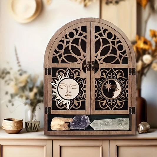 Sun Moon Design Wooden Floating Shelves Wall Mounted Storage