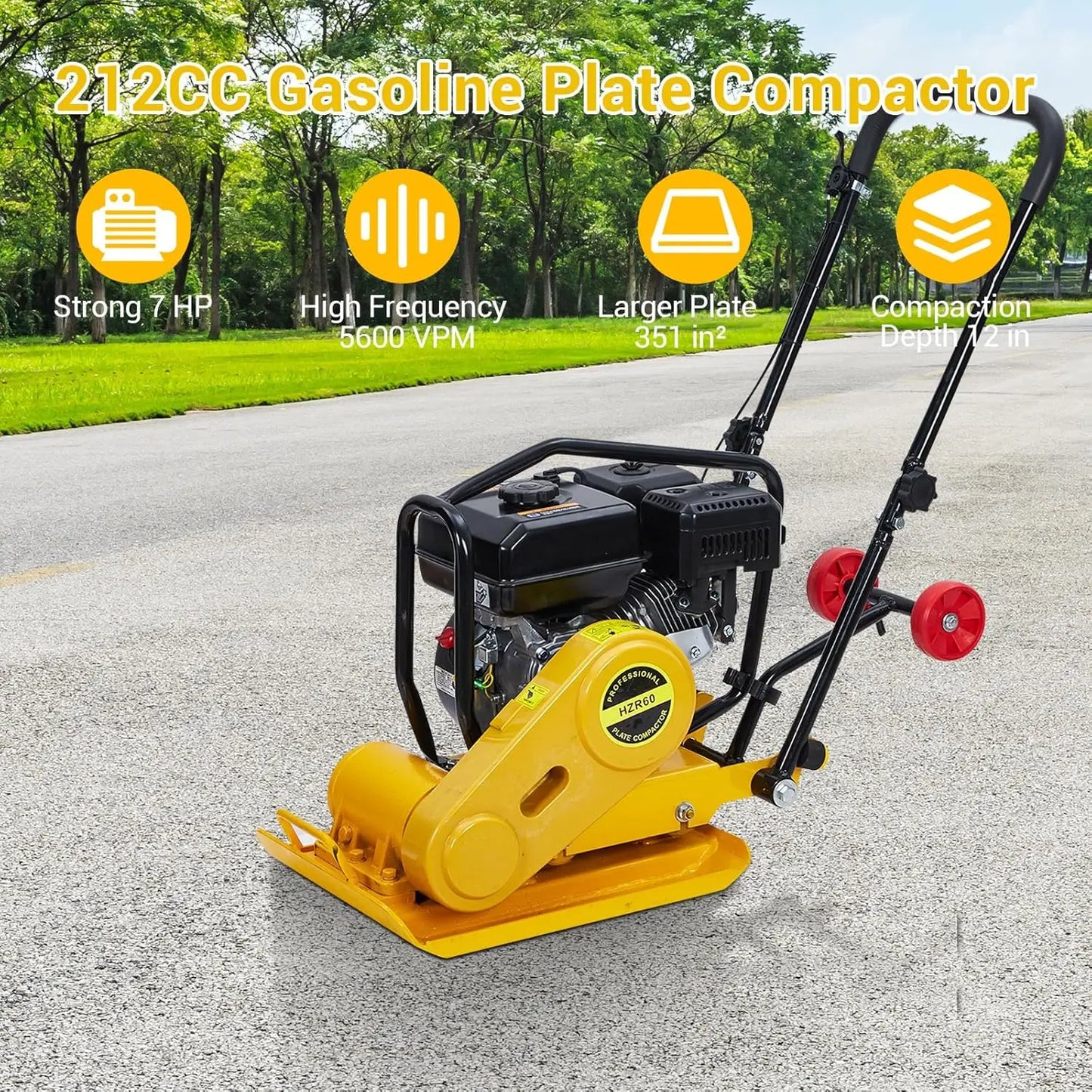 Twister.CK Plate Compactor 7HP 212cc Gas Engine 4200 Lbs Force