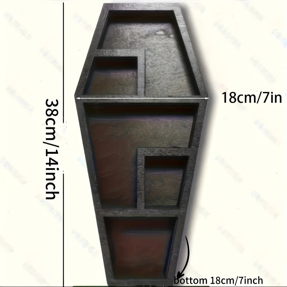 Wooden Coffin Rack Basket For Gothic Display And Gift