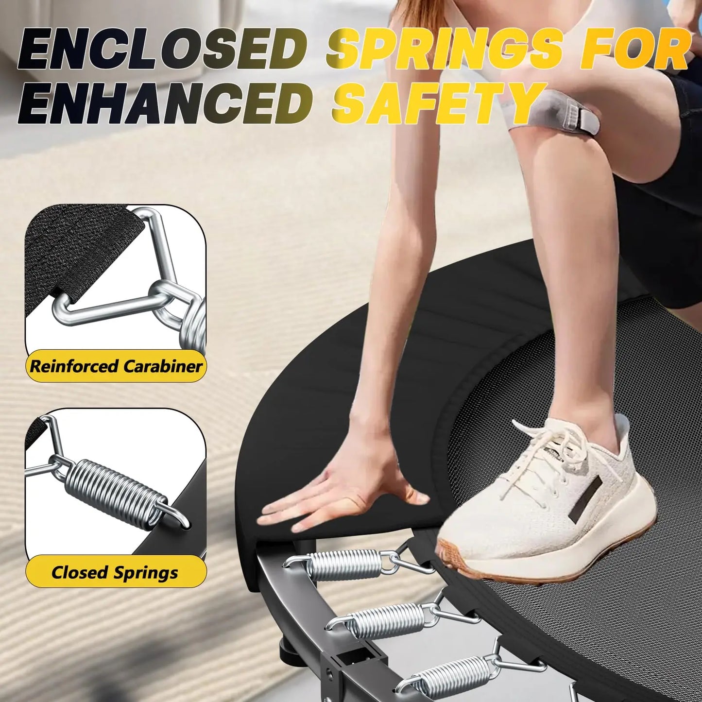 NONE Foldable Rebounder Trampoline for Adults with Adjustable U-Bar