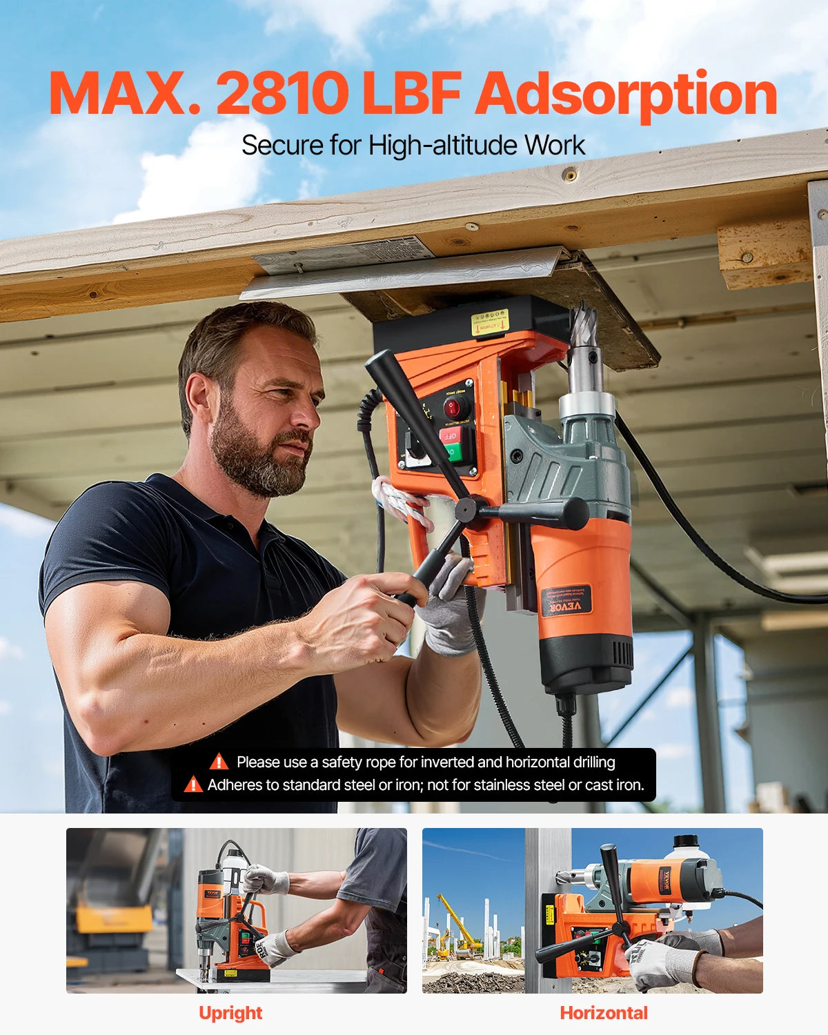 SucceBuy Magnetic Drill 1450W Portable Drill Press With Variable Speed