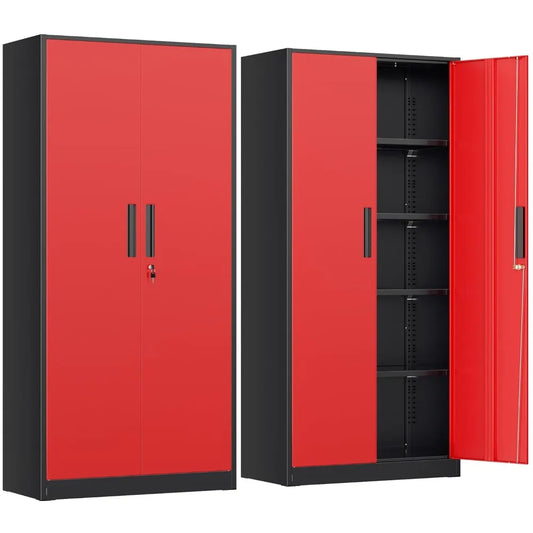 GELU Metal Storage Cabinet With Adjustable Shelves And Doors