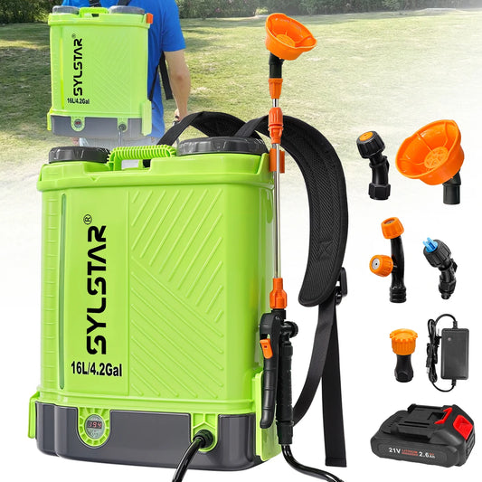 SYLSTAR Battery Powered Backpack Sprayer With 5 Nozzles