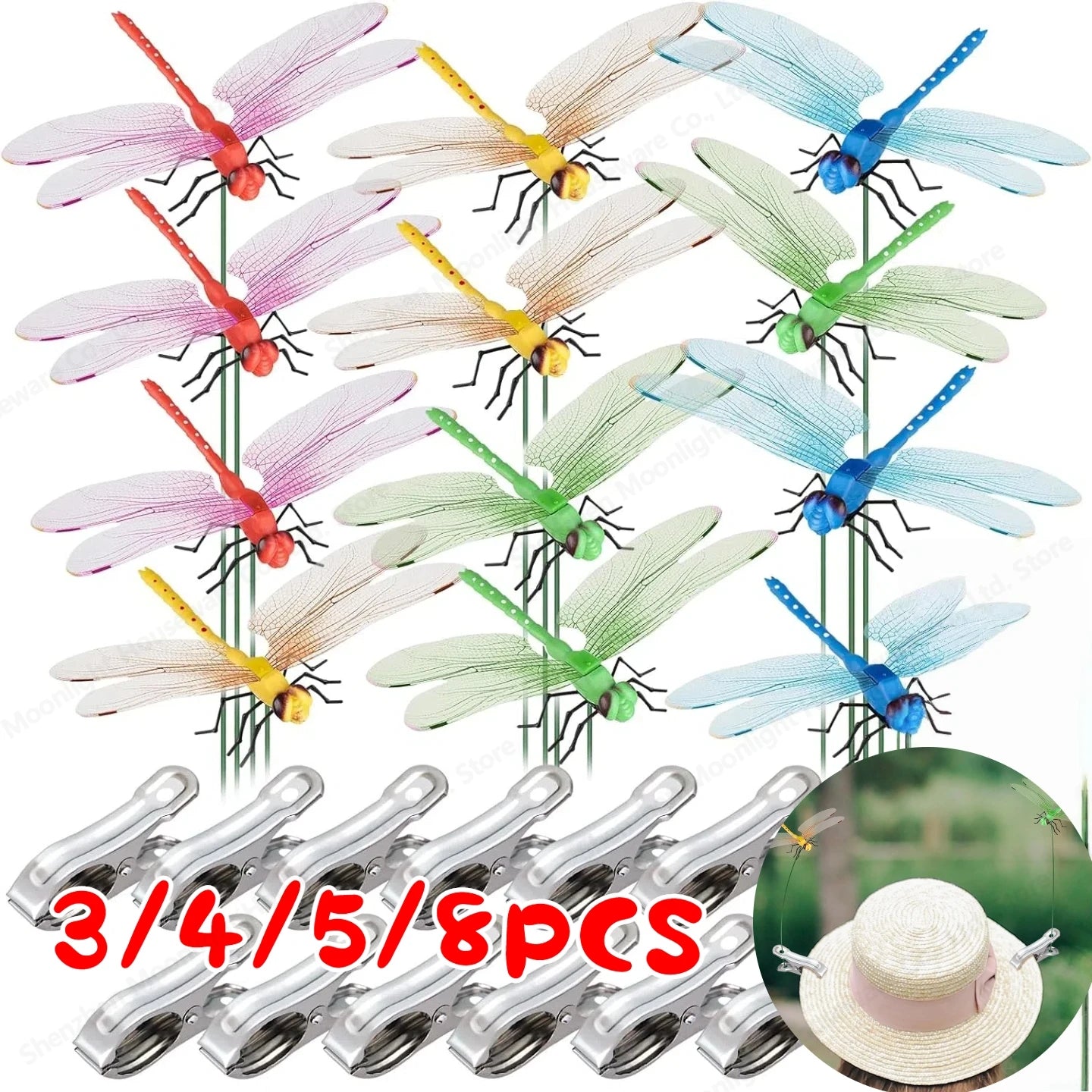 alloet Dragonfly Hat Clip Bug Deterrent Garden Decor