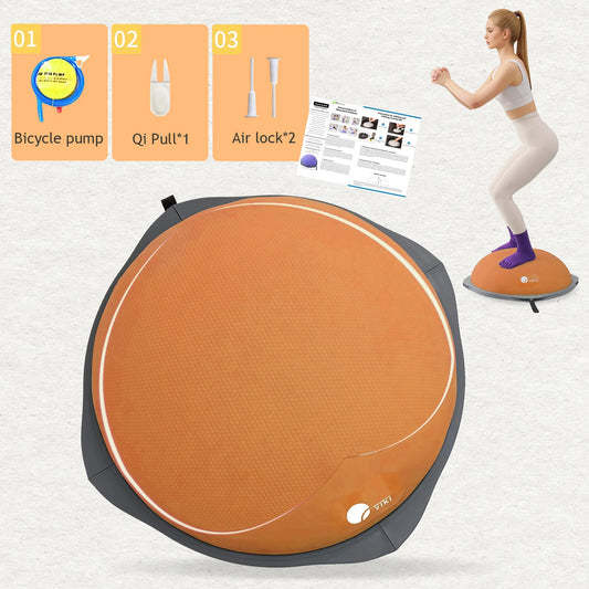 workout equipment for home， balancing ball，half ball balance trainer，core training equipment， 27.5 inch Yoga Exercise Ball for H