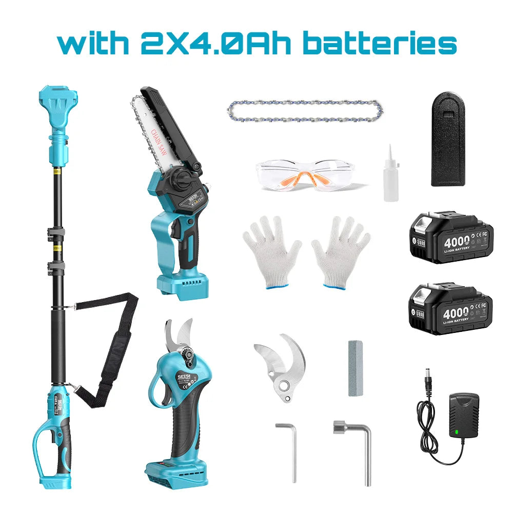 Seesii 3-In-1 Brushless Telescoping Pole Pruning Chainsaw