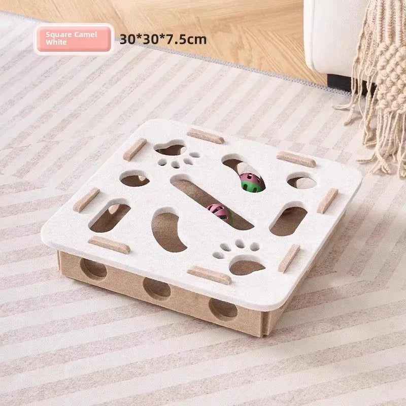 Interactive Cat Puzzle Toy Felt Box With Ball For Indoor Exercise