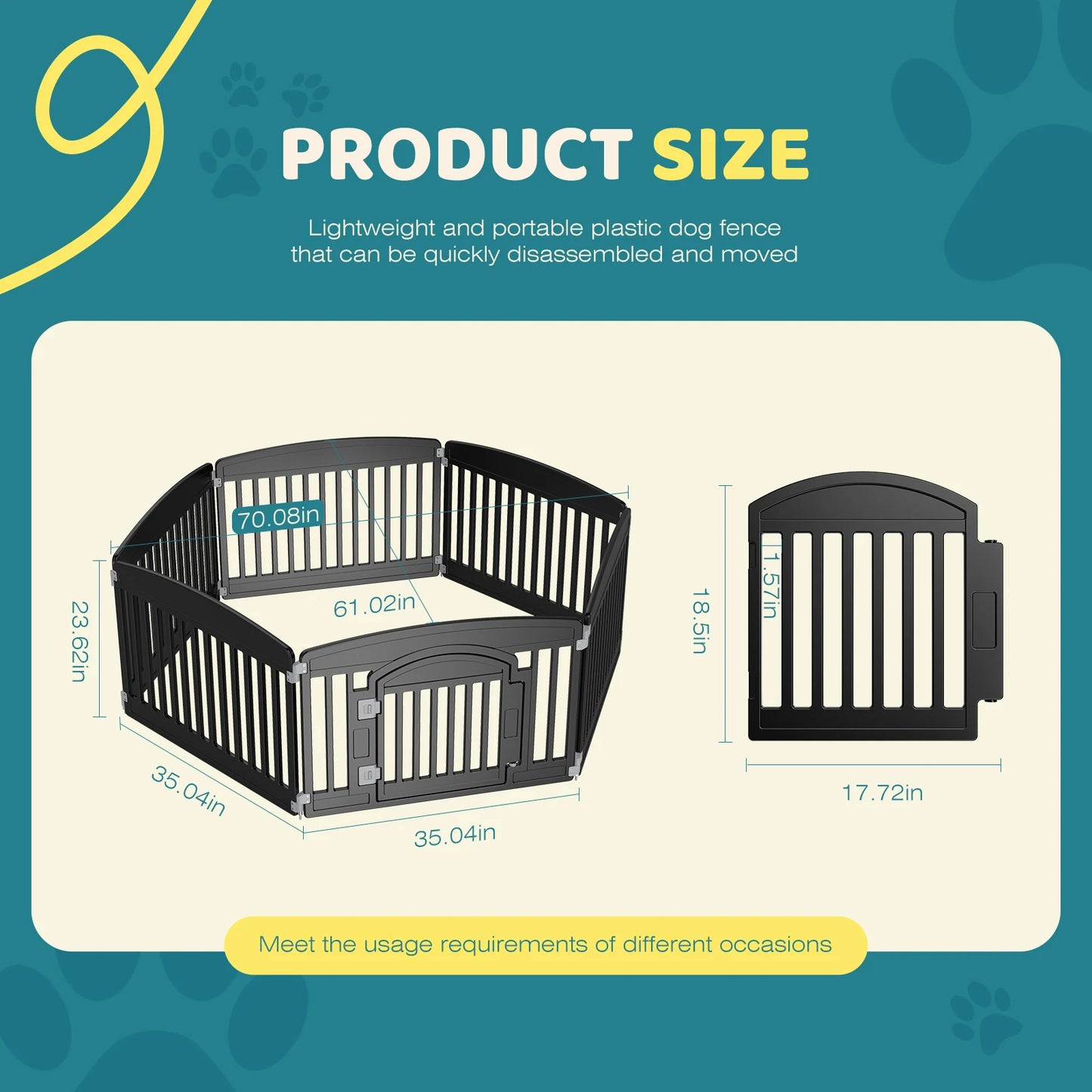 JHK Plastic Dog Playpen Six Panel Indoor Outdoor Portable