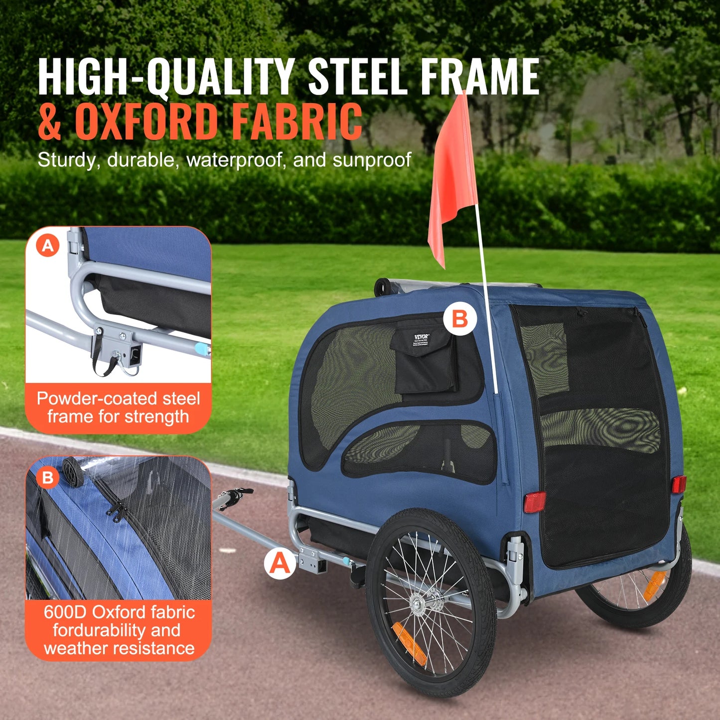 Dog Bike Trailer Carrier With Coupler And Reflectors
