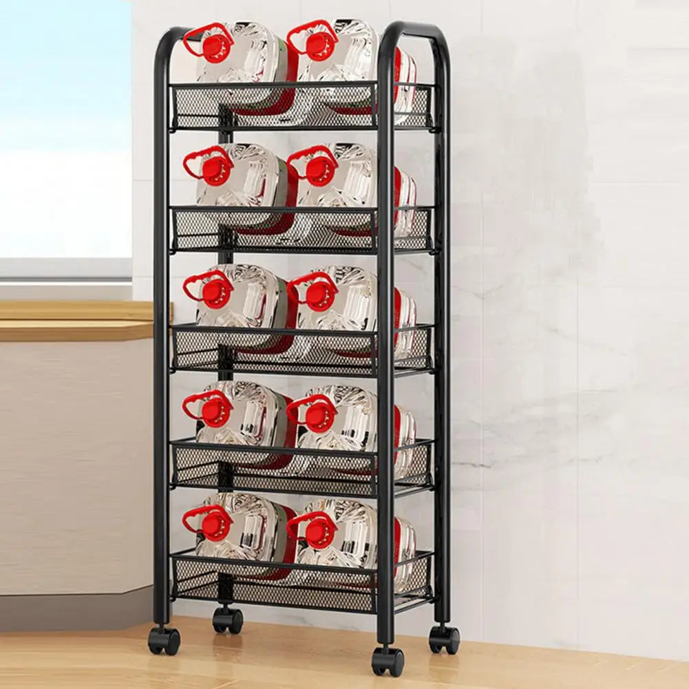 Five-Tier Stainless Steel Stackable Fruit And Vegetable Basket With Wheels