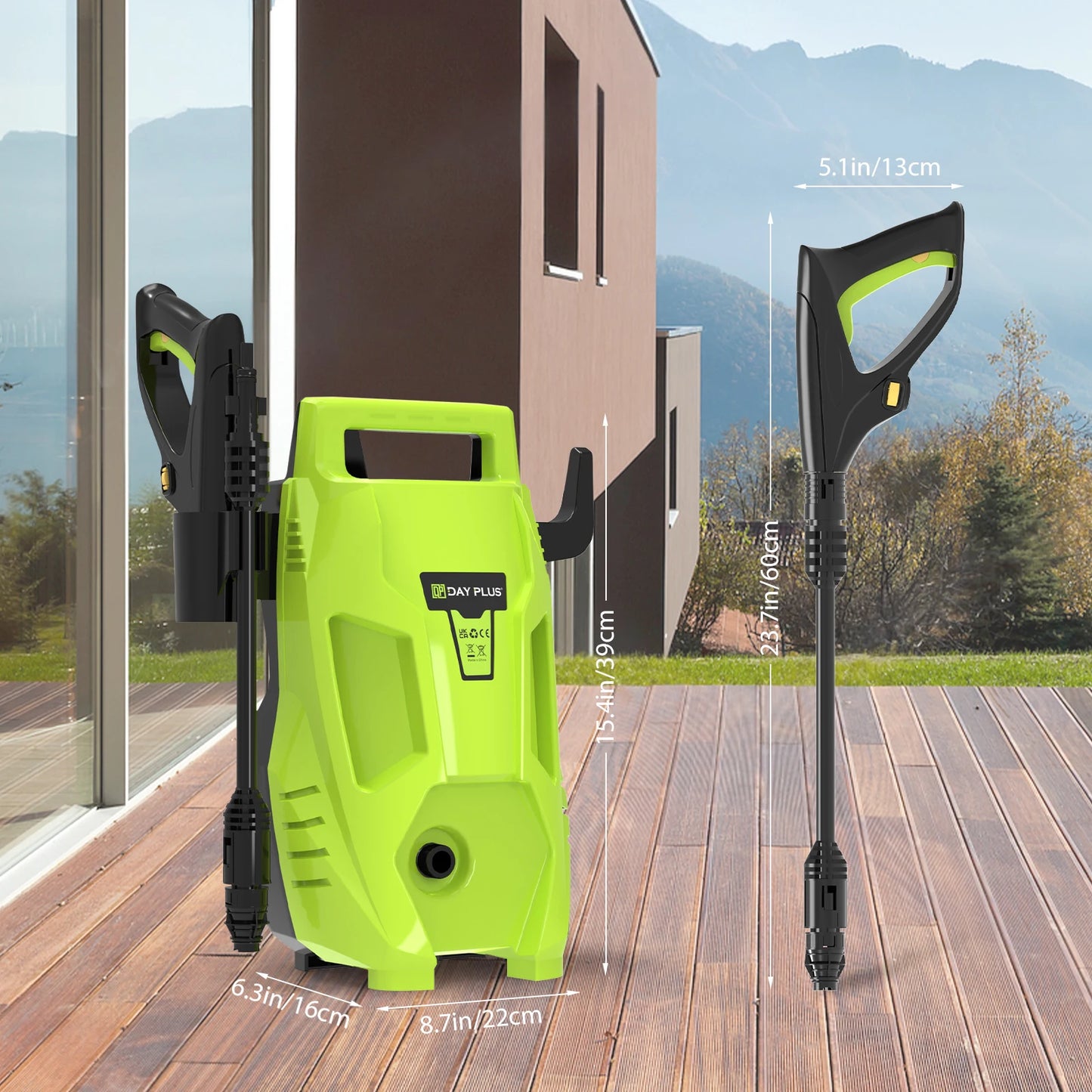 DayPlus High Pressure Washer Cleaner 1.32GPM Multi-In-1 Jet Nozzle Portable