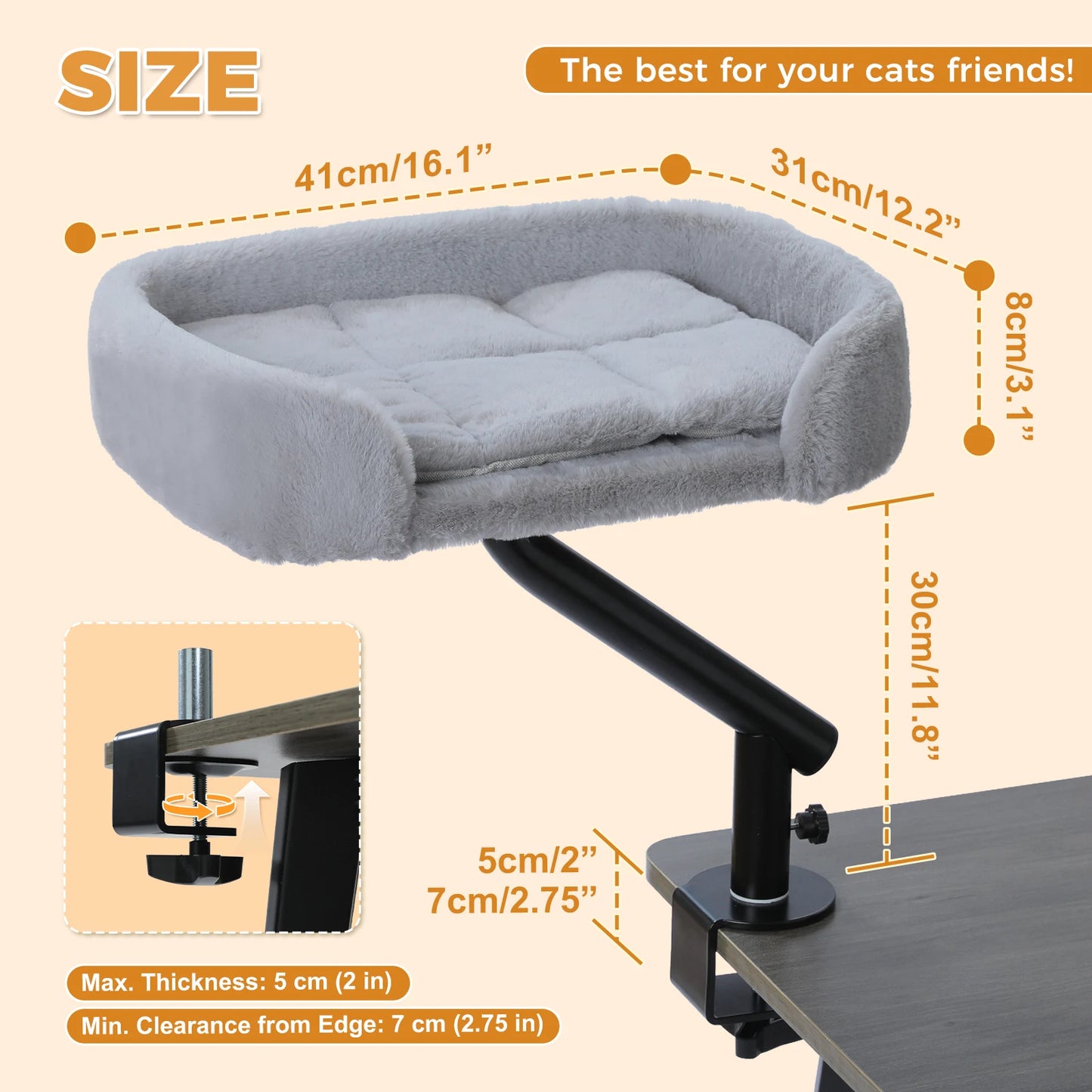 PAWZ Road Cat Desk Bed 360 Rotating Hammock for Desk
