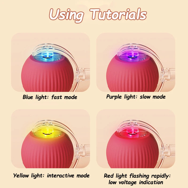 Interactive Cat Ball Toy Automatic Rolling Rechargeable Smart Pet Toy