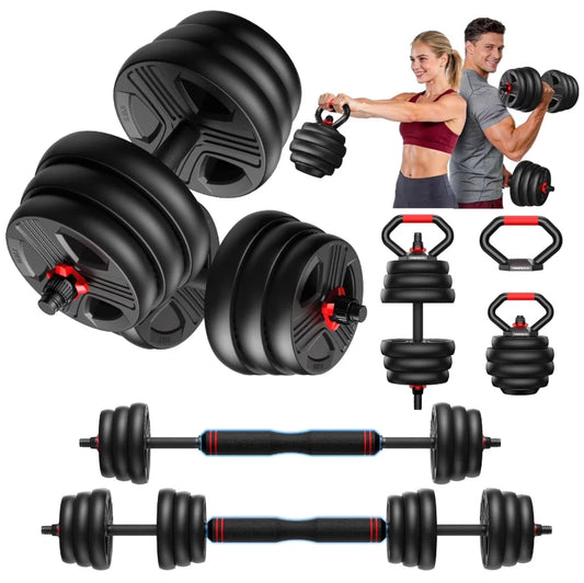 FED Fitness 5-in-1 Adjustable Dumbbell Set Barbell Kettlebell Push Up