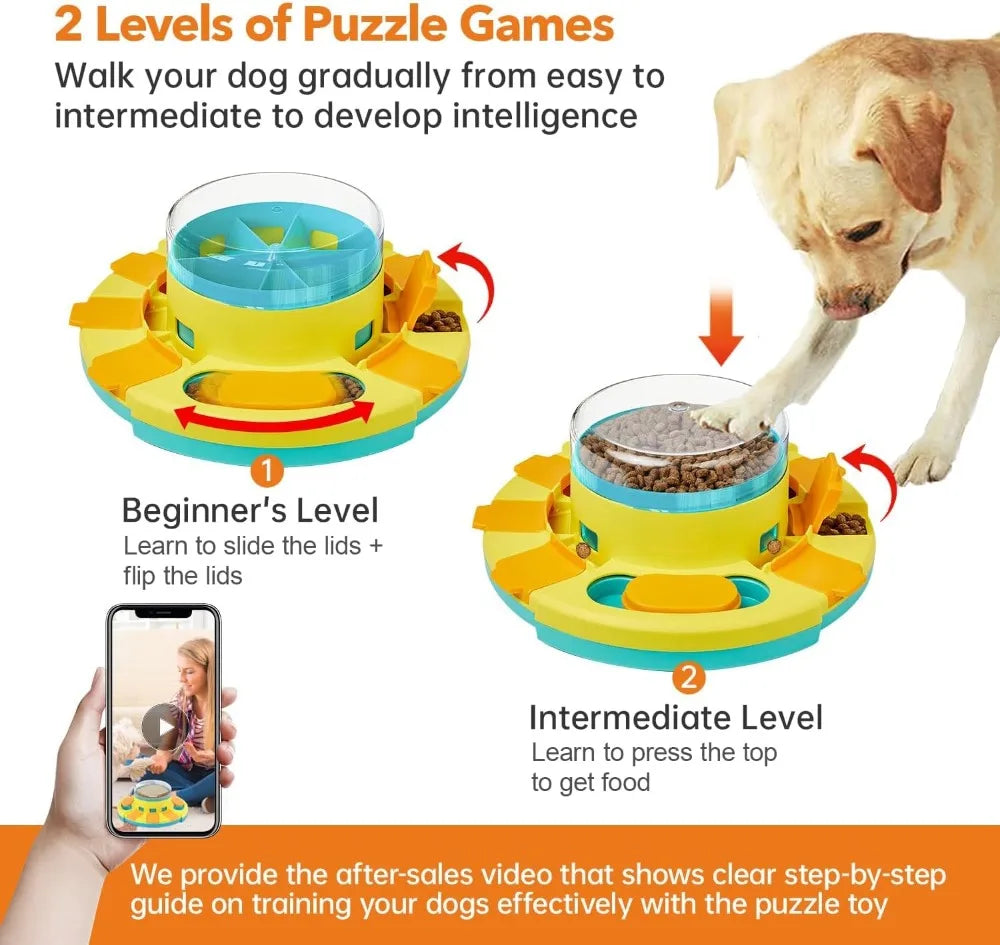 Dog Puzzle Toy Dual Level Slow Feeder Treat Dispenser