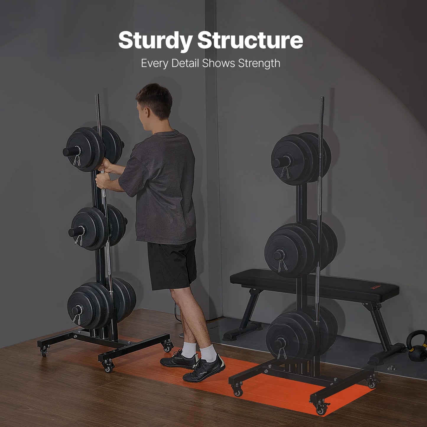 Weight Plate Rack Tree With Wheels 1000 Lb Capacity