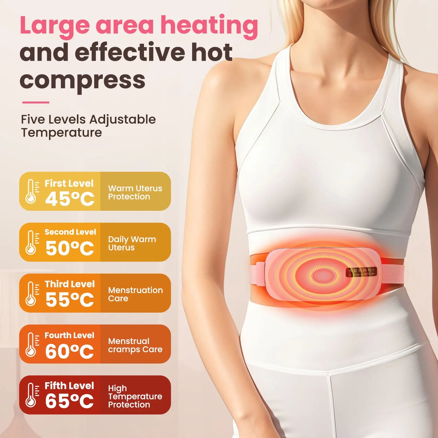 PASTSKY 5 Modes Electric Heating Waist Massage Belt For Menstrual Cramps Relief