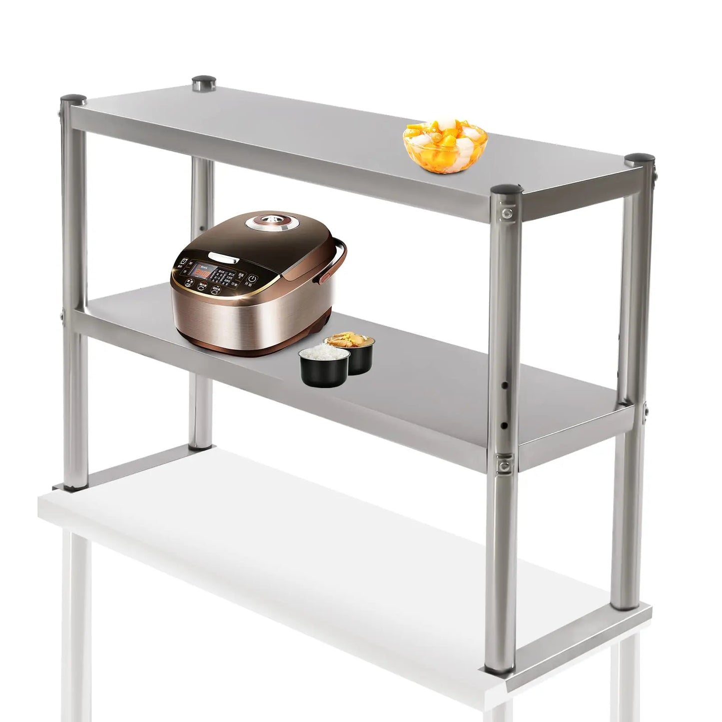 Bymaocar Double Overshelf Stainless Steel 2Tier Prep and Work Shelf