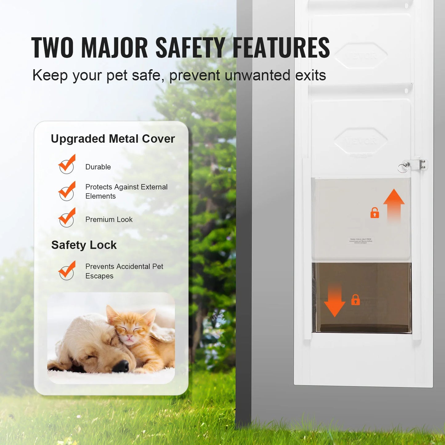 Sliding Glass Dog Door With Adjustable Height Tempered Glass Aluminum Frame