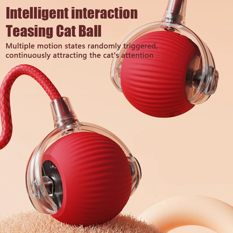 Rechargeable Smart Cat Toy Automatic Rolling Ball Imitating Mouse Tail