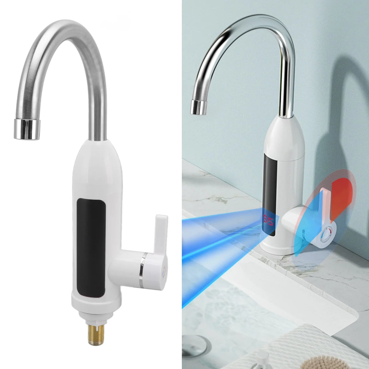 TOPINCN 3000W Instant Water Heater Faucet 360 Degree Tankless Kitchen