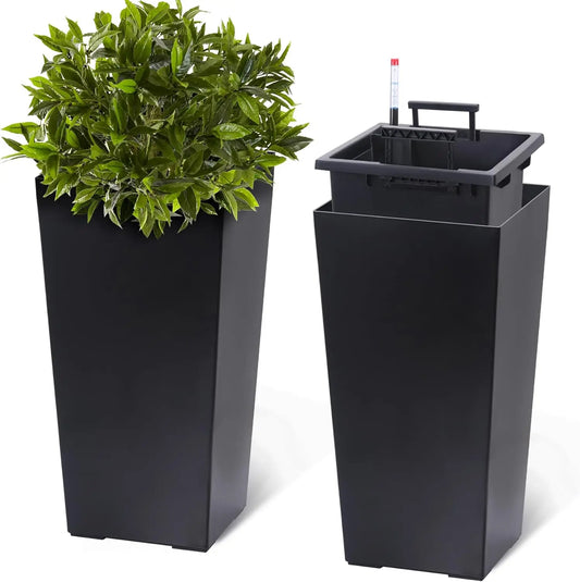 HobbyLane 2 Pack Indoor Outdoor Taper Planters With Shelf Insert