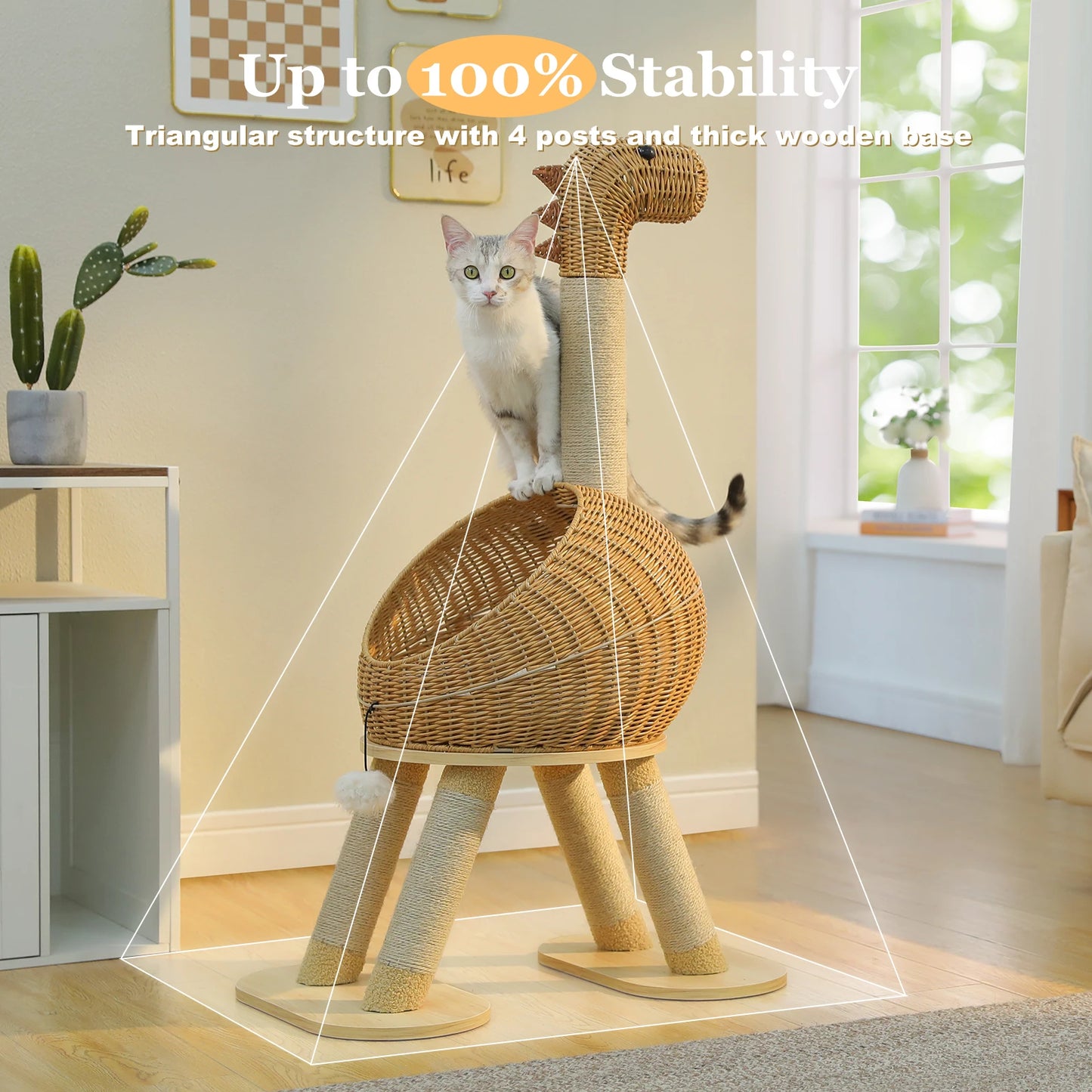 PAWZ Road Dinosaur Cat Tree Tower Indoor Wicker Condo Sisal Scratching Post