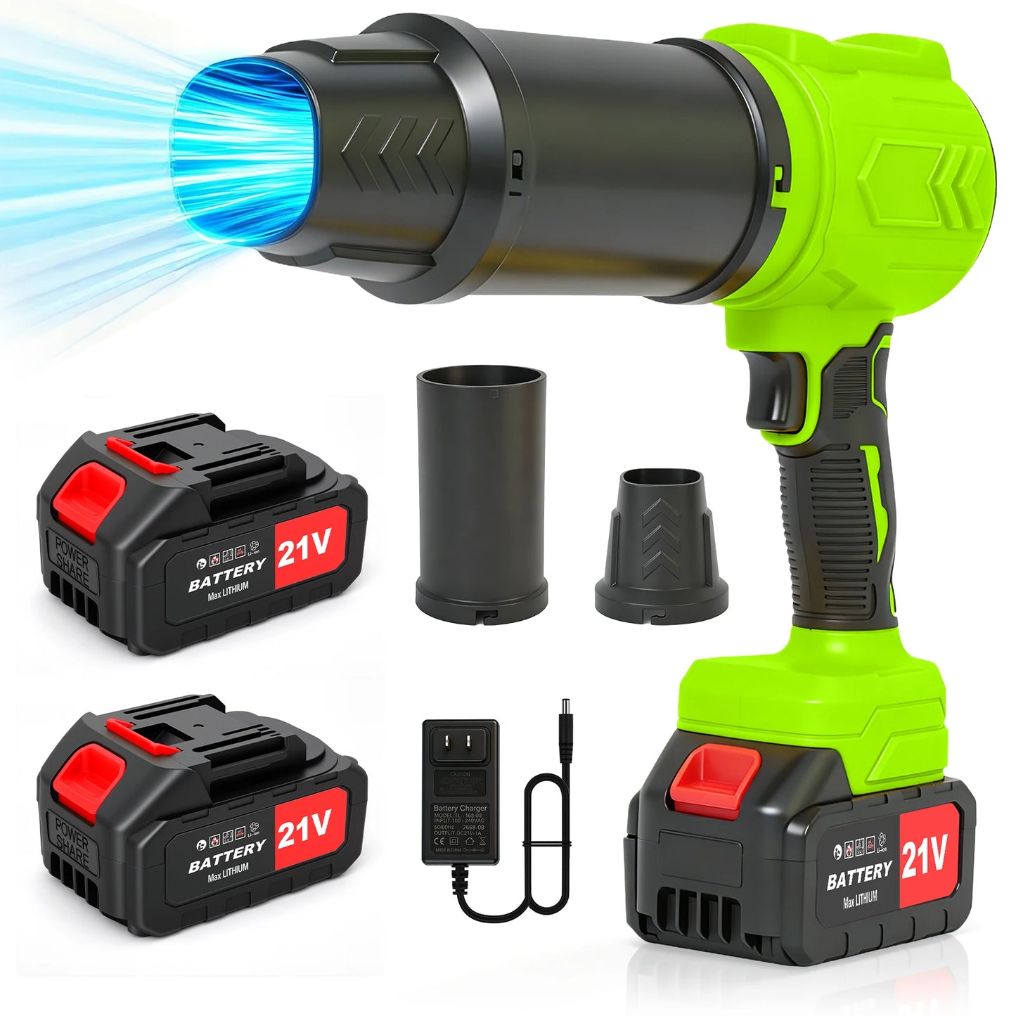 Cordless Leaf Blower Turbo Powerful 950000RPM Variable Speed 21V