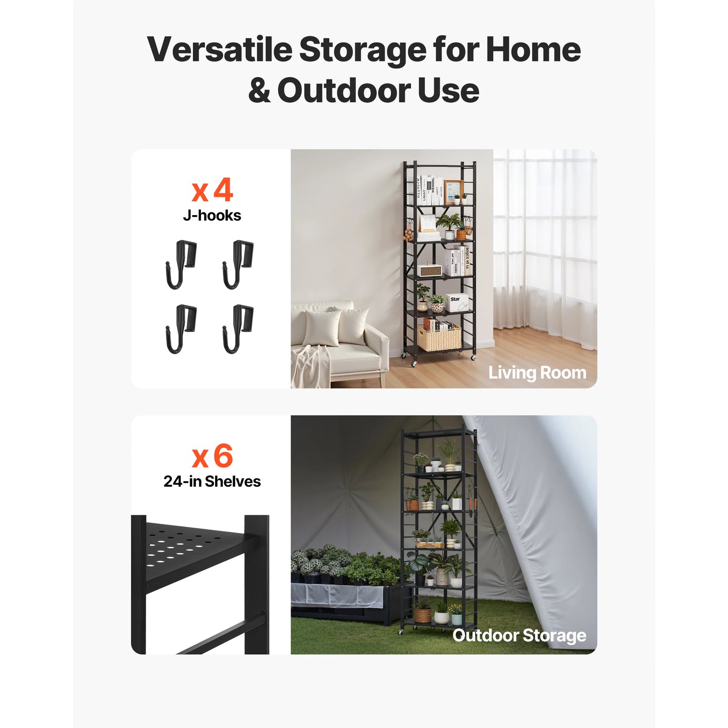 SucceBuy Foldable Metal Shelving Unit With Wheels Garage Kitchen