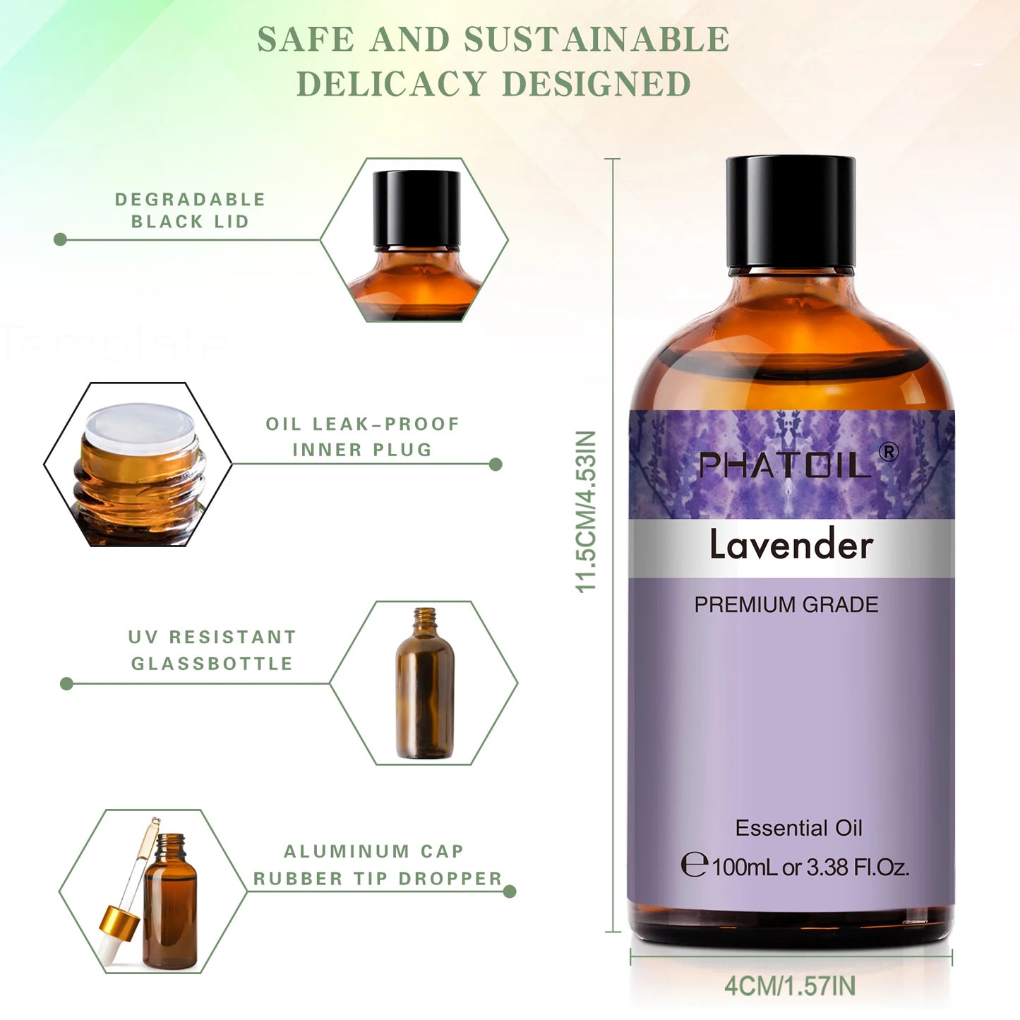 PHATOIL Pure Natural Essential Oils Lavender Jasmine Vanilla Eucalyptus