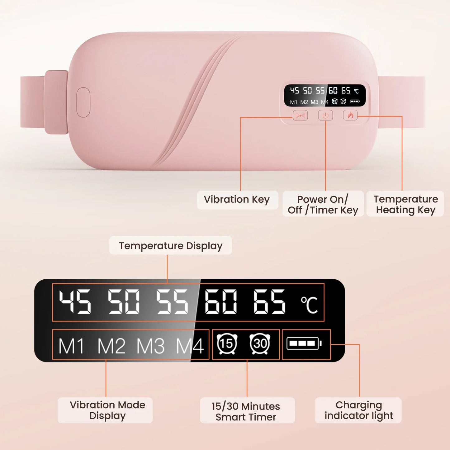 PASTSKY 5 Modes Electric Heating Waist Massage Belt For Menstrual Cramps Relief