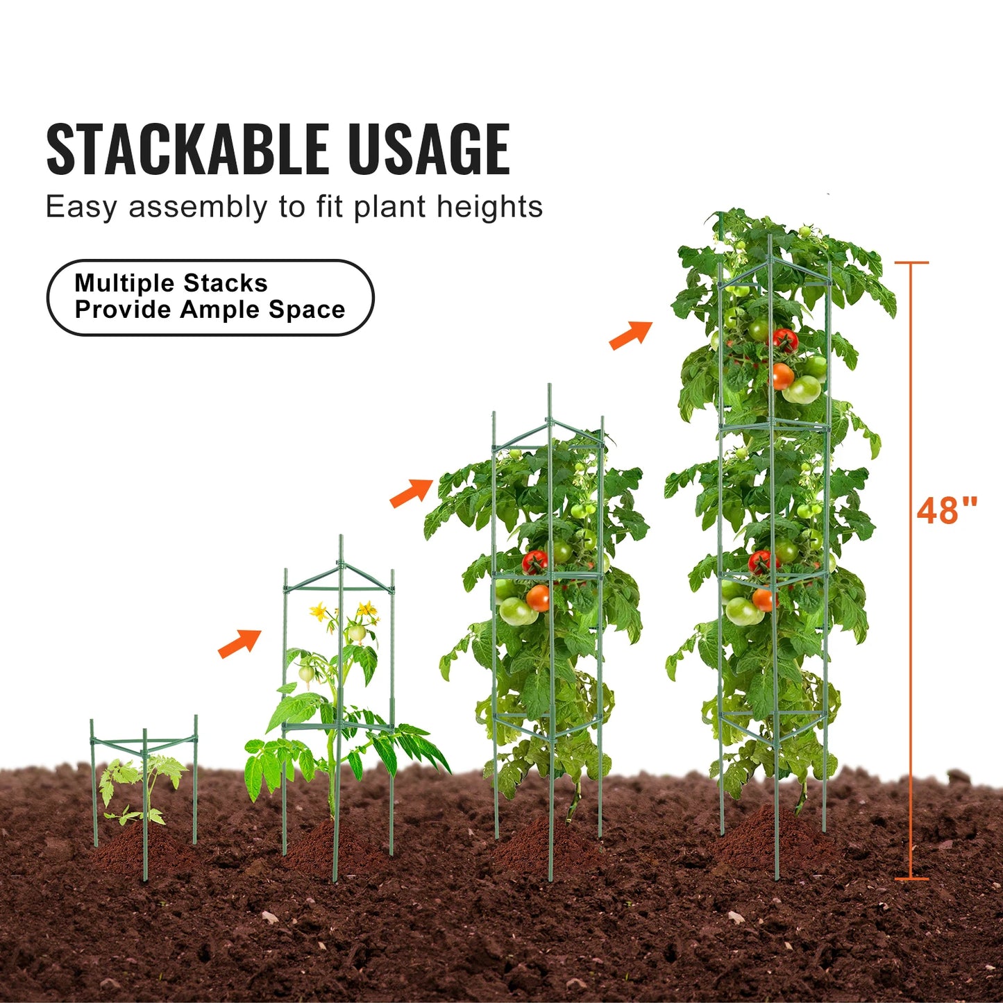 SucceBuy 6 Pack Tomato Cages for Garden Trellis and Support