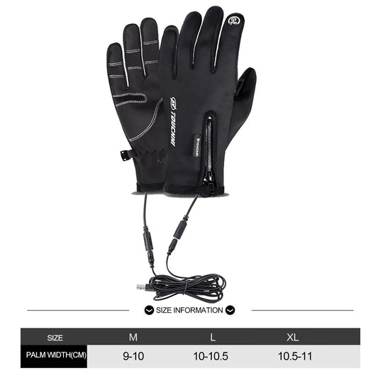 Electric Winter Outdoor Cycling Gloves Sports Running Warm USB Heated Hand Touch Screen Nonslip Gloves Motorcycle Gloves