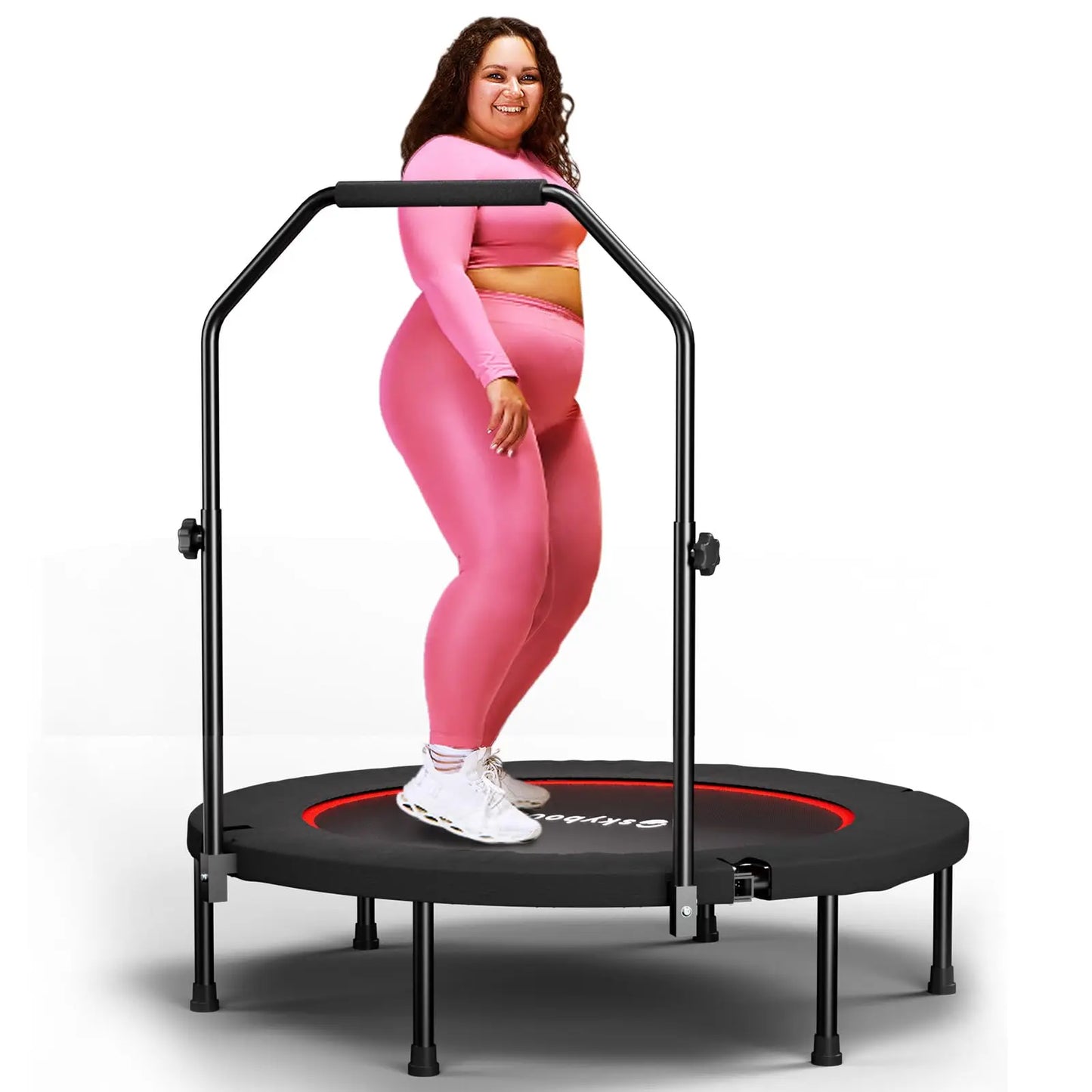 NONE Foldable Rebounder Trampoline for Adults with Adjustable U-Bar