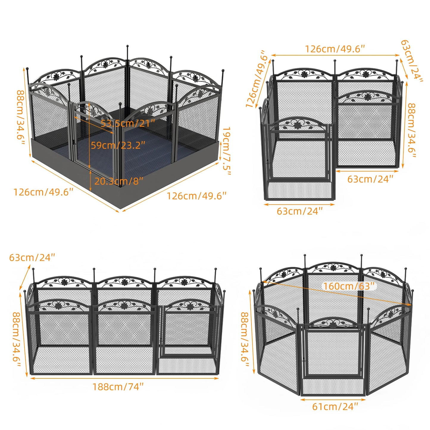 BINGOPA 8-Panel Heavy Duty Dog Playpen With Waterproof Pad