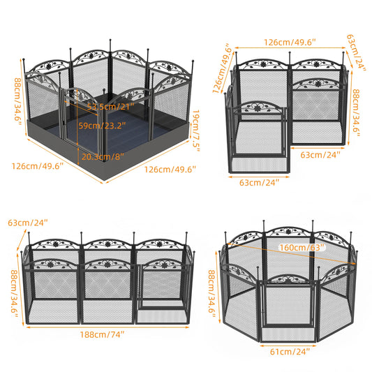 BINGOPA 8-Panel Heavy Duty Dog Playpen With Waterproof Pad