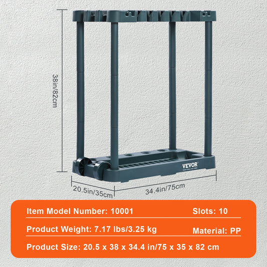 SucceBuy 10 Slots Yard Garden Tool Organizer Tower Rack