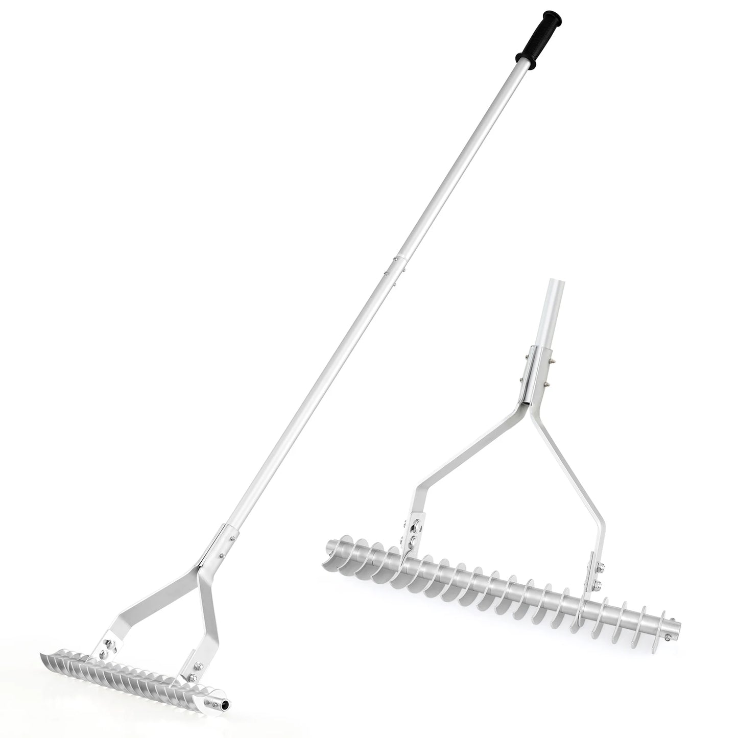 LIFEZEAL Garden Thatch Rake With 19 Curved Tines And Adjustable Head