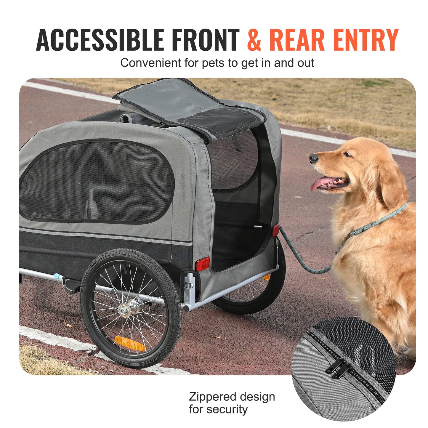 SucceBuy Dog Bike Trailer Carrier With Wheels And Reflectors