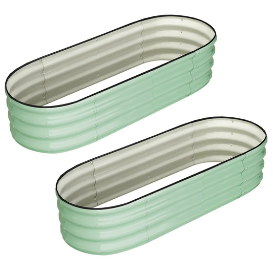 HiMISS Galvanized Oval Raised Garden Bed Set For Outdoor Gardens