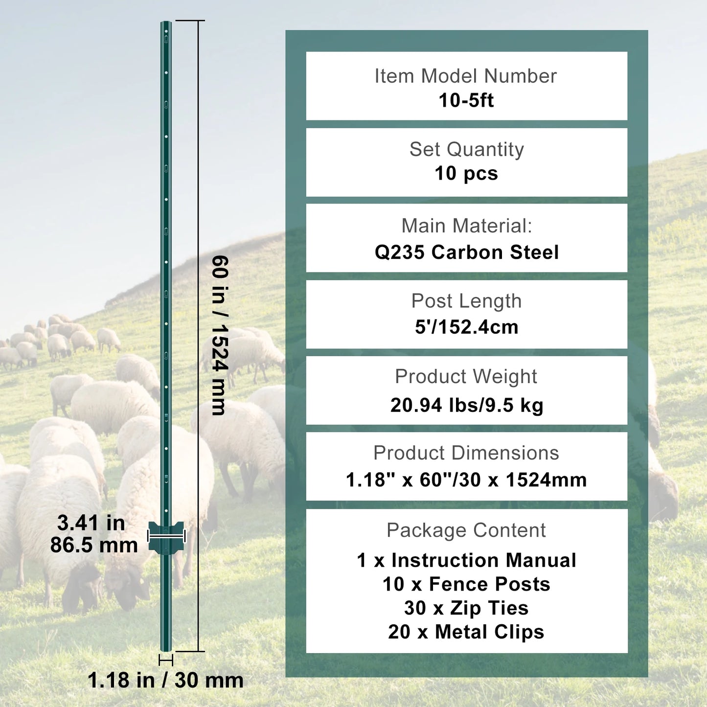 SucceBuy Heavy Duty Fence Post Stakes Carbon Steel For Outdoor Fencing
