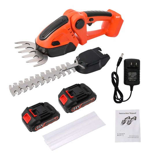 Cordless 2-in-1 Hedge Trimmer With 24V Dual Battery Pack