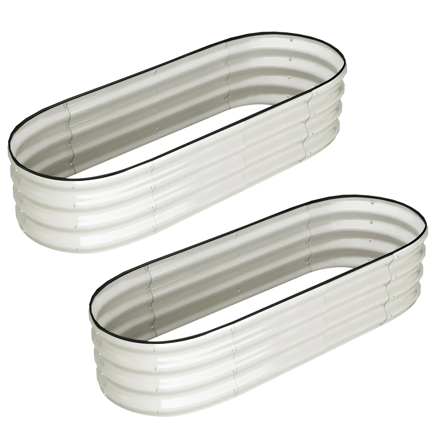 HiMISS Galvanized Oval Raised Garden Bed Set For Outdoor Gardens