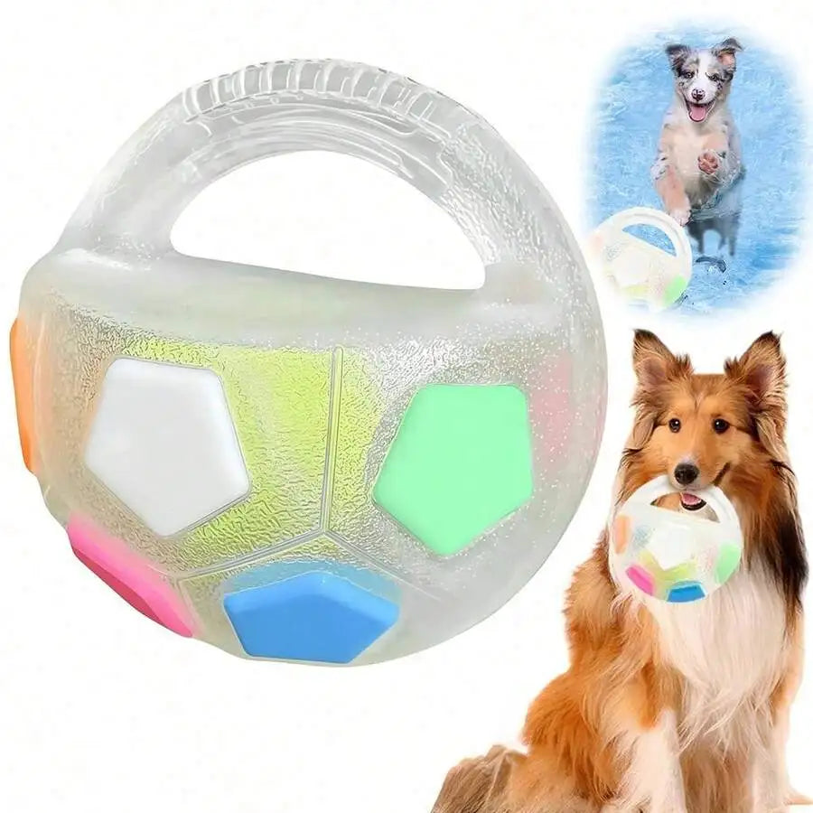 Chew-Tough Soccer Ball Dog Toy for Retrieval Training Squeaky